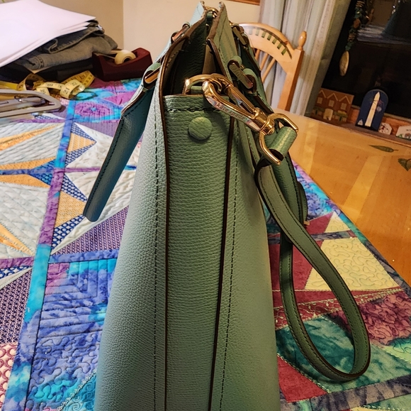 Kate Spade NEW Leather Large Darcy Satchel Stone Blue New w Tag 12 X 10 Size - Picture 7 of 9